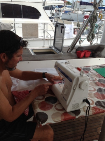 Yes, that is Captain Pete at the sewing wheel
