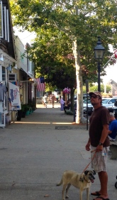 Calm before storm. Quiet Sag Harbor street before Labor Day crowds.
